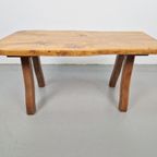 Vintage Brutalist Boomstam Bank Japandi Side Table Eiken '60 thumbnail 4