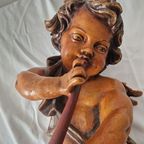 Beautiful Vintage Mid Century Angel Wall Sculpture Polychrome French thumbnail 7