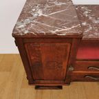 Vintage Mid Century Art Deco Tv Meubel, Dressoir Marmer Blad thumbnail 11