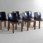 Mid-century Set Van 6 Lederen Eetkamerstoelen Door Arfa & Tobia Scarpa, 1970 thumbnail 16