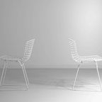 Vintage Mid-Century Set Van 7 Witte Harry Bertoia Eetkamerstoelen thumbnail 11