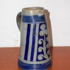 Vintage German Salt-Glazed  Stoneware Jug * Rustic Blue And Gray Stein Pitcher * Vase* 22Cm thumbnail 8