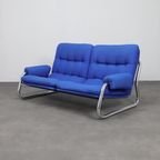 Chrome Tubular Frame Two-seater Sofa, 1970s thumbnail 3