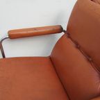 4 Vintage Cognac Leren Lounge Stoelen Artifort Geoffrey Harcourt thumbnail 13