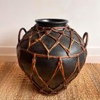 Xl Black Pottery Kruik Pot Vaas Vintage thumbnail 7