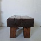 Brutalist Wabi Sabi Massief Houten Bijzettafel thumbnail 2
