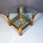 Vintage Brass And Glass Coffee Table, 1960S thumbnail 4