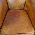 Karaktervolle Set Van 2 Stoere Vintage Schapenleren Clubfauteuils Met Een Prachtig Patina thumbnail 2