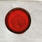 Vintage Ambachtelijk Gemaakte Rood Glazen Vaas, Fles thumbnail 4