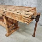 Antieke Werkbank Sidetable Keukeneiland Balie Beuken thumbnail 10