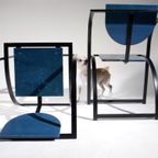 Memphis Design Kff Cosinus Stoelen Blauw Zwart Jaren 80 thumbnail 11