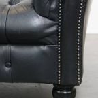 Groot, Sierlijk Zwart Chesterfield Daybed Gemaakt Van Rundleer thumbnail 8