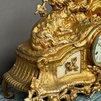 Lodewijk Xv-Stijl Pendule. Verguld Brons, Marmer. thumbnail 5