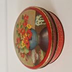 Vintage Koektrommel Koekjestrommel Blik Bloemen Jaren 50 thumbnail 3