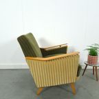 Groen Fluweel Stoffen Fauteuil Met Houten Leuningen thumbnail 14