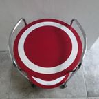 Vintage Puhlmann Trolley Bijzettafel Rood Wit Chroom thumbnail 4