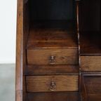 Antieke, Grote Engelse Eikenhouten Secretaire Eind 18e/begin 19e Eeuw Met Een Getrapt Interieur E thumbnail 11
