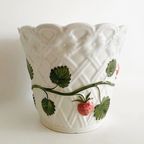 Mid-century Witte Portugese Bloempot Aardbeien 1970’s thumbnail 4