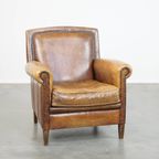 Comfortabele, Karaktervolle Fauteuil/armchair Gemaakt Van Schapenleer Met Een Leuk Design thumbnail 2