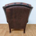 Vintage Chesterfield Stijl Fauteuil, Oorfauteuil 209 thumbnail 13