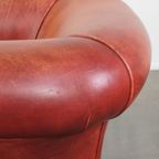 Klassieke, In Goede Staat Verkerende Gladde Rundleren Engelse Chesterfield Clubfauteuil thumbnail 3
