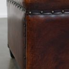 Cognac-kleurige Schapenleren Hocker Met Siernagels thumbnail 7