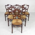 Set Van 6 Boerenstoelen Met Rieten Zitting, Rond 1900 thumbnail 3