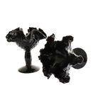 2 Fenton Zwarte Pedestal Compote Coups, Jaren '60 thumbnail 4