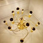 Design Plafondlamp/Kroonluchter Van Messing, Jaren 70 thumbnail 5