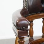 Chesterfield Bureaustoel Op Wieltjes, Draaibaar En Kantelbaar In Een Mooie Donker Bruine Kleur thumbnail 10