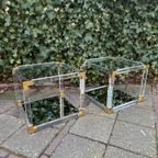 Hollywood Regency Bijzettafels Plexiglas, Glas, Messing 80S thumbnail 9