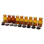 Echte Oude Apotheker Medische Flessen Potten Set Bruin Amber Glas thumbnail 7