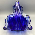 Vintage Glazen Schaal Mand 50's Blauw Lux Glass Faconne Main Austria thumbnail 6