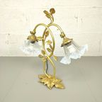 Bronzen Tafellamp Met Iriserend Opaline Glas thumbnail 3