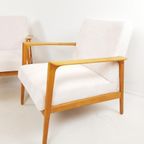 2 Vintage Fauteuils Crème Japandi Stijl Ribstof Off White thumbnail 3