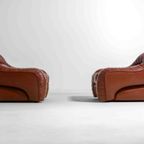 Mid Century Set Van 2 Leren ‘capriccio’ Lounge Fauteuils Door George Bighinello thumbnail 7