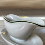Vintage Sauskom Schaal Wit Met Groene Rand thumbnail 2