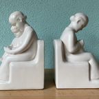 Dutch Schoonhoven Ceramic Bookends By Fancoise Carbius For Nbc thumbnail 3