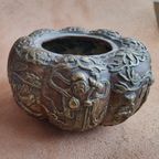 Aziatisch Bronzen Dekselpotje In De Vorm Van Pompoen thumbnail 9