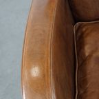 Comfortabele Cognac-Kleurige Rundleren Armchair Met Een Strak Design thumbnail 8