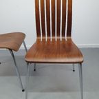 Set (2) Design Stoelen In Walnoot Fineer. Poten In Chroom. thumbnail 4