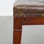 Unieke En Karaktervolle Set Van 6 Originele Antieke Hollandse Leren Eetkamerstoelen thumbnail 6