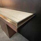 Sidetable / Wandmeubel, Travertin En Messing, Belgochrom 1970'S thumbnail 6