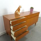 Teak Fineer Dressoir Barkast Met Lades En Klepdeuren thumbnail 2