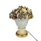 Italiaanse Tafellamp - Hollywood Regency Stijl - Goudverf - Plateel - 80'S thumbnail 2
