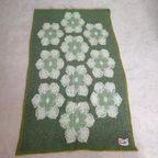 Vintage Aabe Zuiver Scheerwollen Deken Groen Met Bloemmotief thumbnail 4