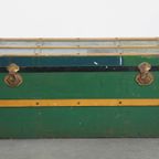 Grote Originele Antieke Reiskist/ Salontafel Uit Begin 1900 Met Handvaten En Opvallende Kleuren thumbnail 4