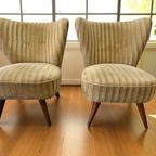 Set Van 2 Vintage Cocktailstoelen / Eenzitjes / Fauteuils thumbnail 3