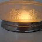 Grote Glazen Vintage Plafondlamp Handgeblazen. thumbnail 3