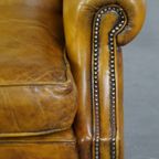 Comfortabele Gele Grote Engelse Stijl Rundleren Fauteuil Met Een Correcte Afwerking Met Siernagel thumbnail 10